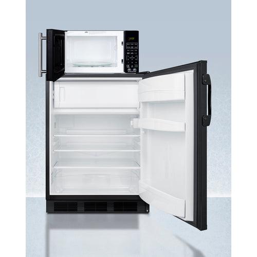 Summit Prefabricated Kitchens &amp; Kitchenettes Summit Microwave/Refrigerator-Freezer Combination with Allocator MRF66BKA