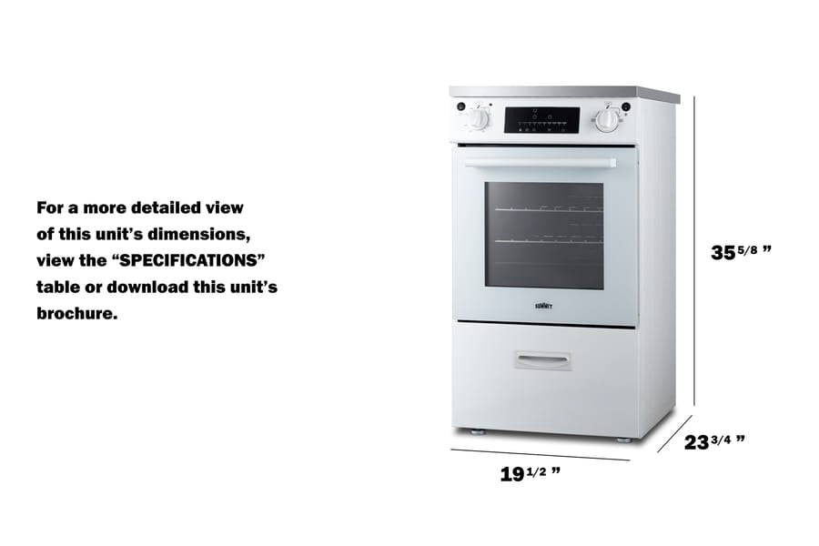 Summit Induction Range Summit REN20W2 20" Wide Induction Range