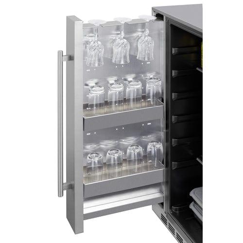 Summit Refrigerators Summit Shallow Depth 24&quot; Wide Built-In All-Refrigerator With Slide-Out Storage Compartment FF19524