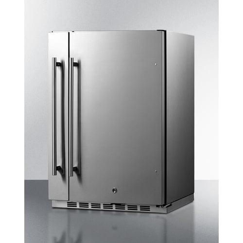 Summit Outdoor All-Refrigerator Summit Shallow Depth 24" Wide Outdoor Built-In All-Refrigerator With Slide-Out Storage Compartment SPR196OS24