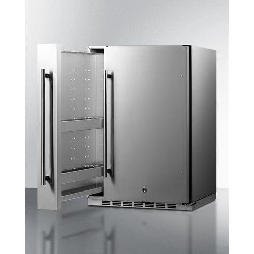 Summit Outdoor All-Refrigerator Summit Shallow Depth 24" Wide Outdoor Built-In All-Refrigerator With Slide-Out Storage Compartment SPR196OS24