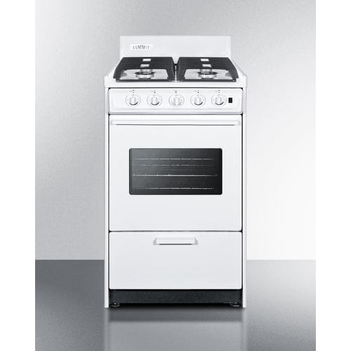 Summit Refrigerators Summit WTM1107ISW | 20" Wide Gas Range, Sealed Burners