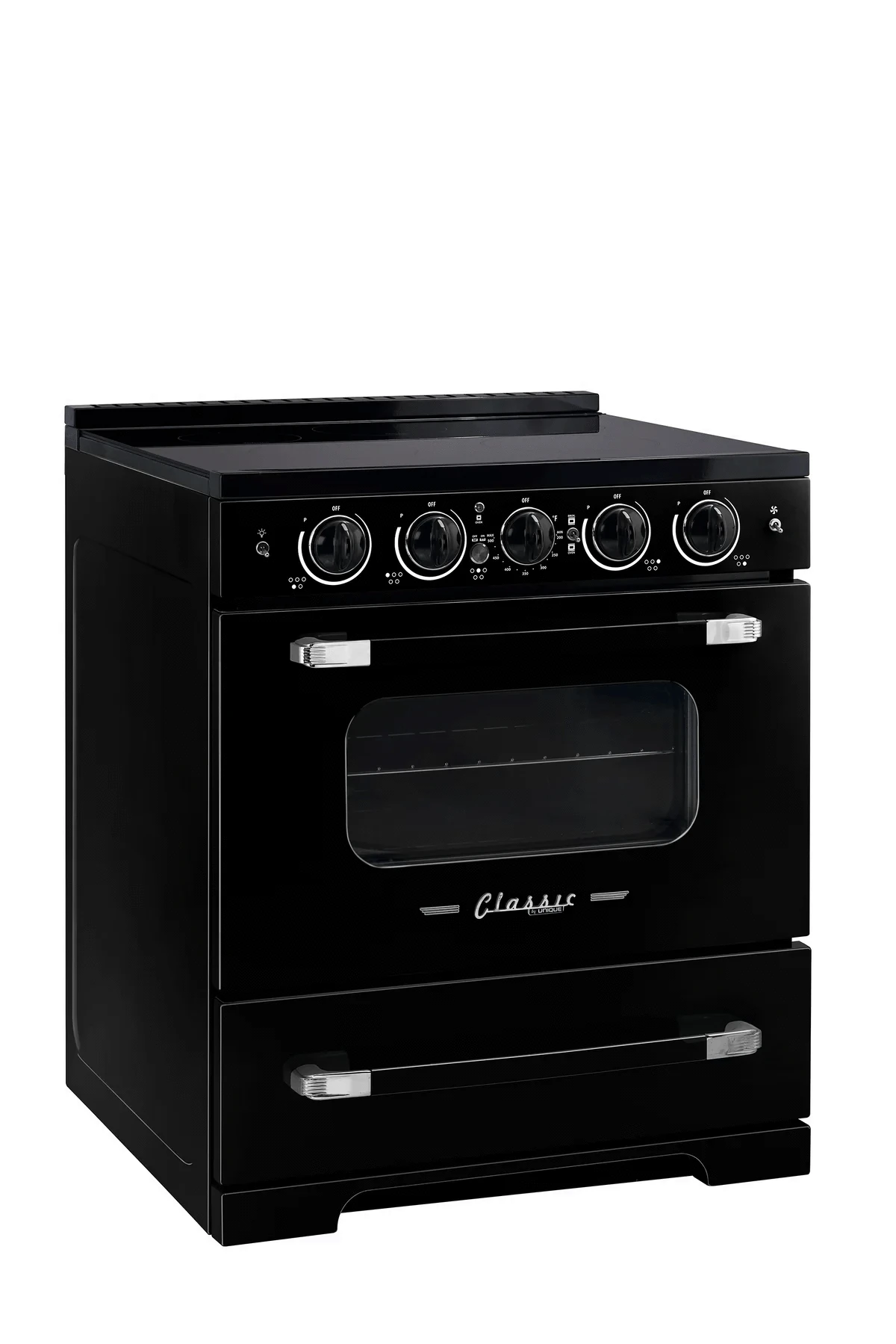 Summit Induction Range Unique UNQ-30CR IC B | 30" Classic Retro Induction Range Midnight Black