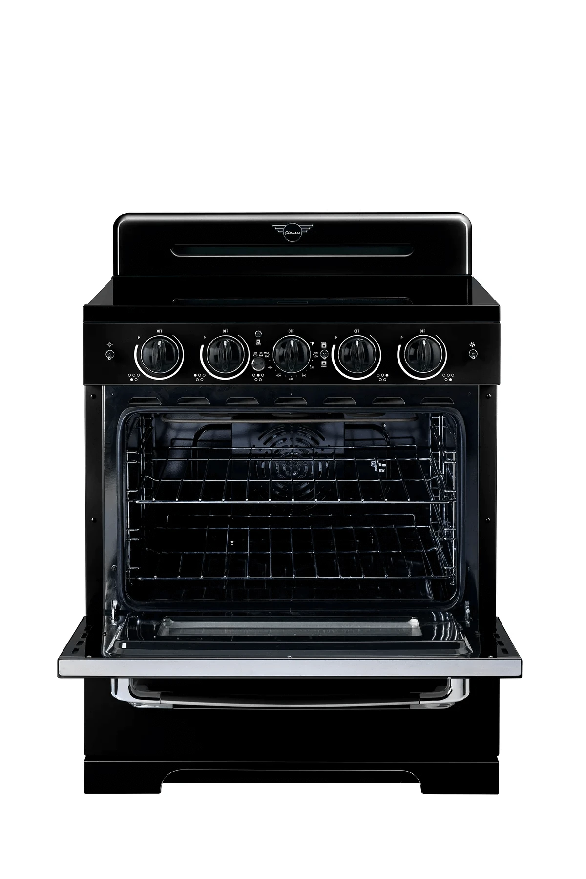 Summit Induction Range Unique UNQ-30CR IC B | 30" Classic Retro Induction Range Midnight Black