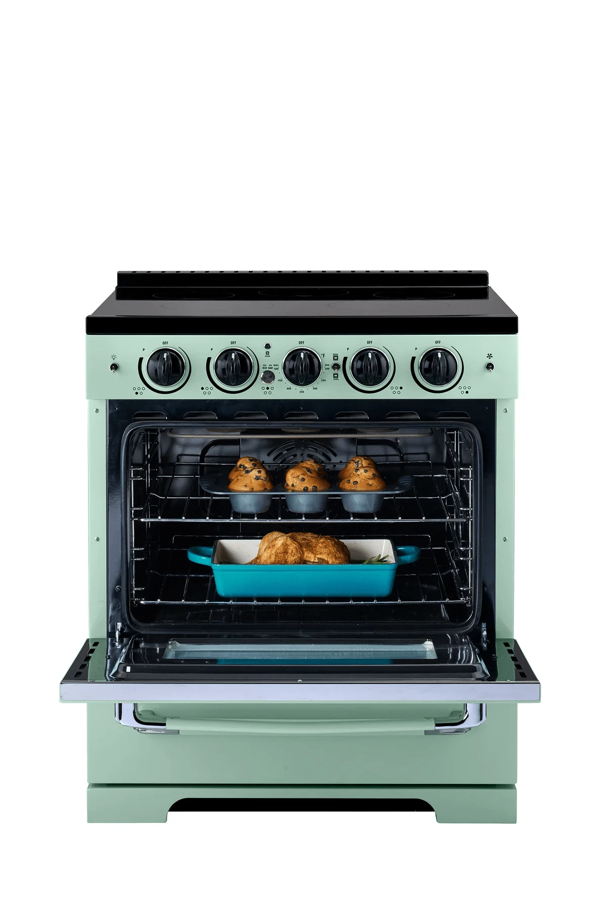 Summit Induction Range Unique UNQ-30CR IC LG | 30" Classic Retro Induction Range Summer Mint Green