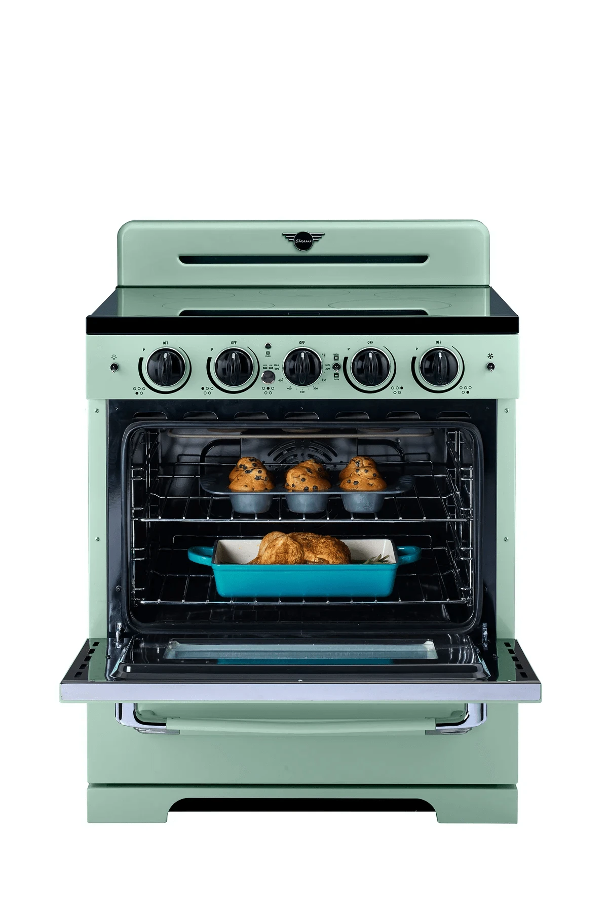 Summit Induction Range Unique UNQ-30CR IC LG | 30" Classic Retro Induction Range Summer Mint Green