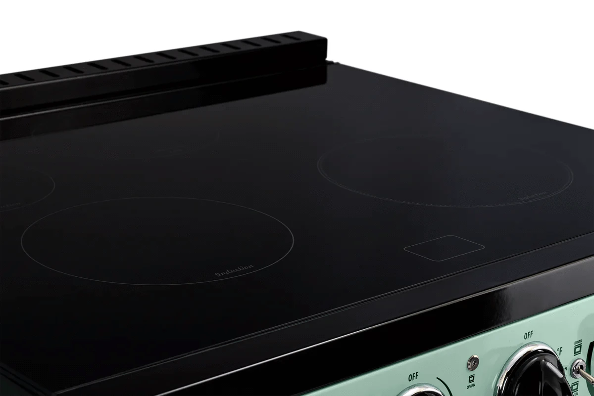 Summit Induction Range Unique UNQ-30CR IC LG | 30" Classic Retro Induction Range Summer Mint Green