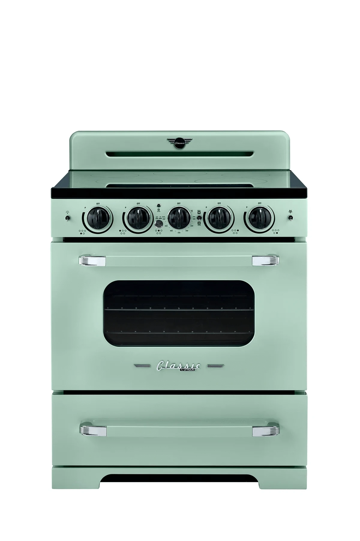 Summit Induction Range Unique UNQ-30CR IC LG | 30" Classic Retro Induction Range Summer Mint Green