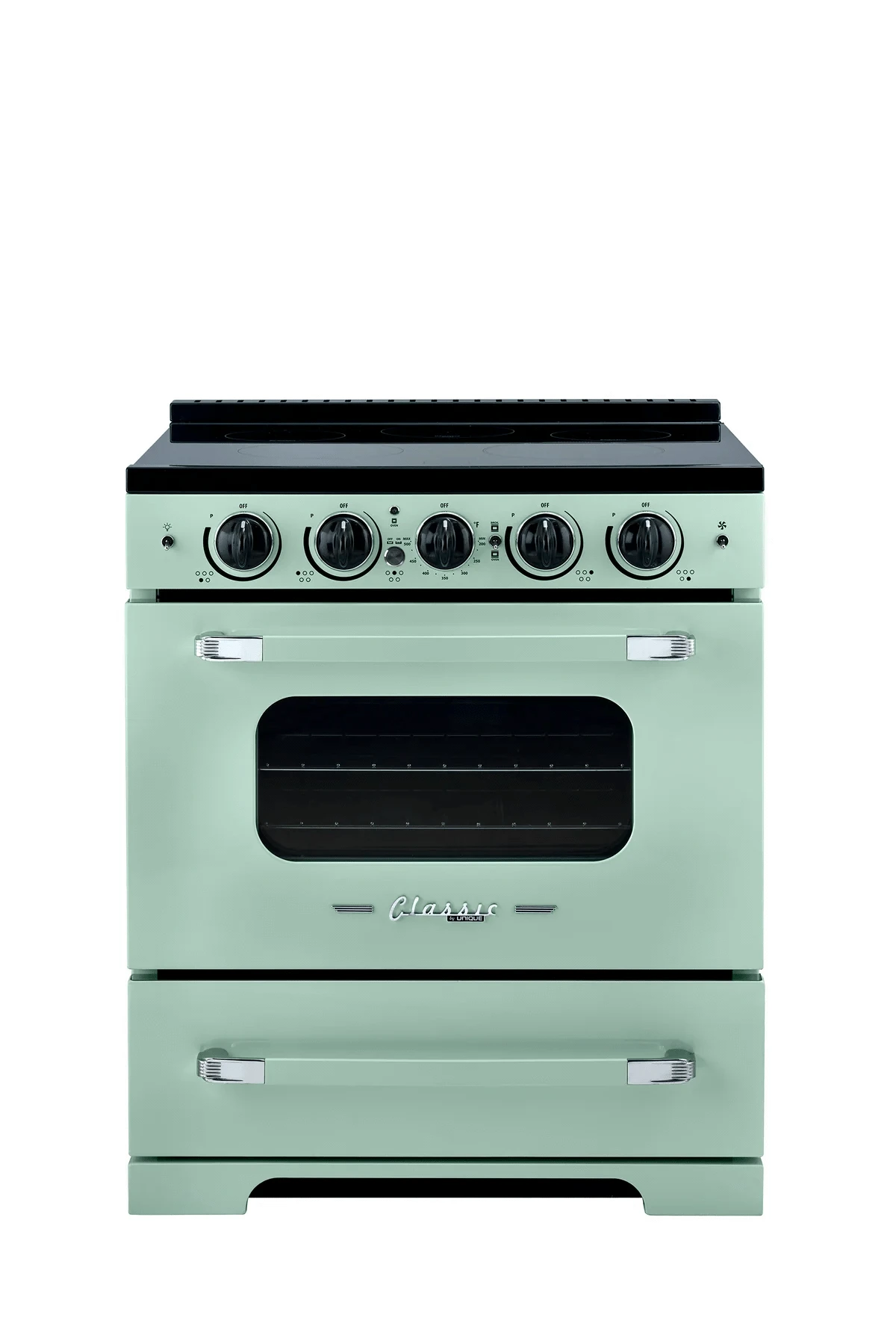 Summit Induction Range Unique UNQ-30CR IC LG | 30" Classic Retro Induction Range Summer Mint Green