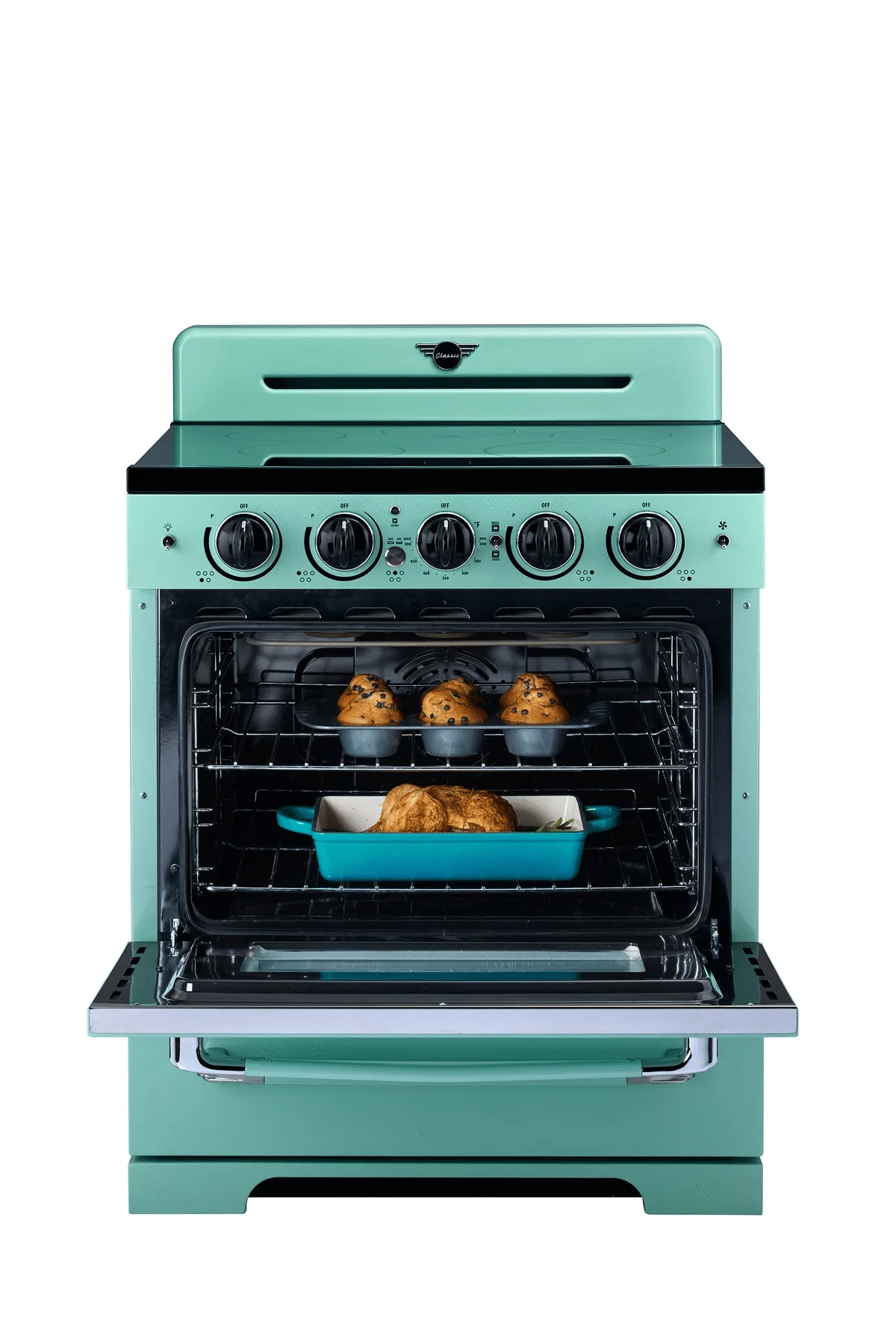 Summit Induction Range Unique UNQ-30CR IC T | 30" Classic Retro Induction Range Ocean Mist Turquoise