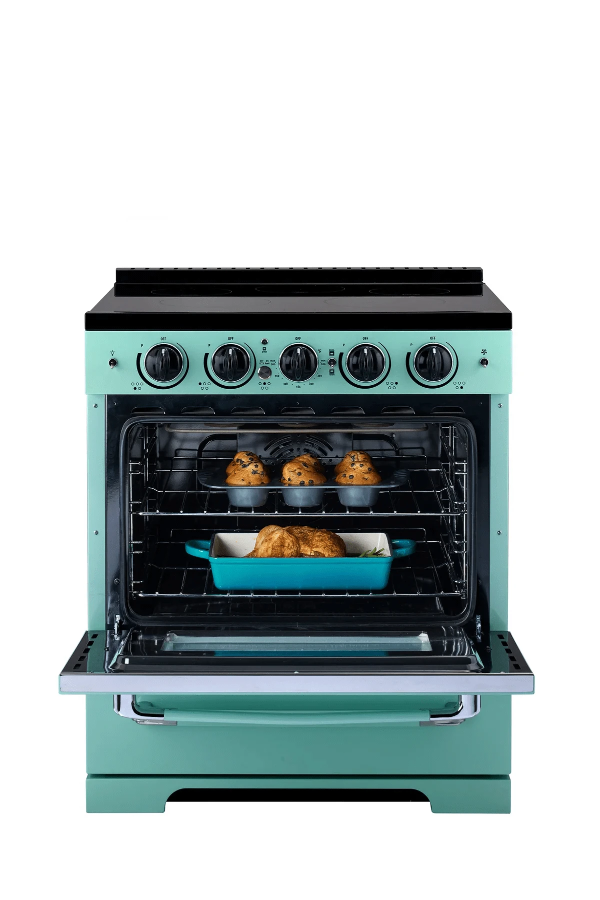 Summit Induction Range Unique UNQ-30CR IC T | 30" Classic Retro Induction Range Ocean Mist Turquoise