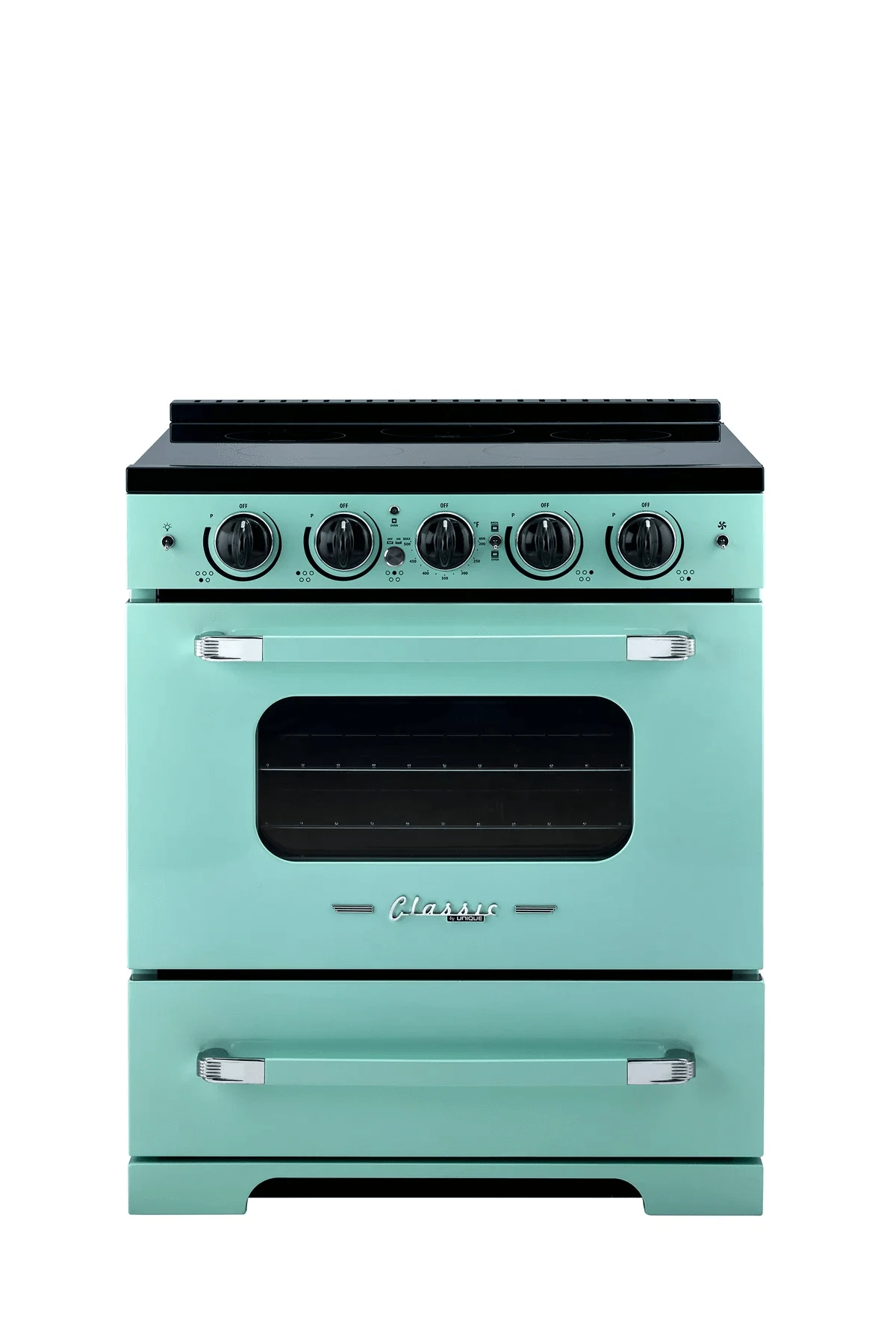 Summit Induction Range Unique UNQ-30CR IC T | 30" Classic Retro Induction Range Ocean Mist Turquoise