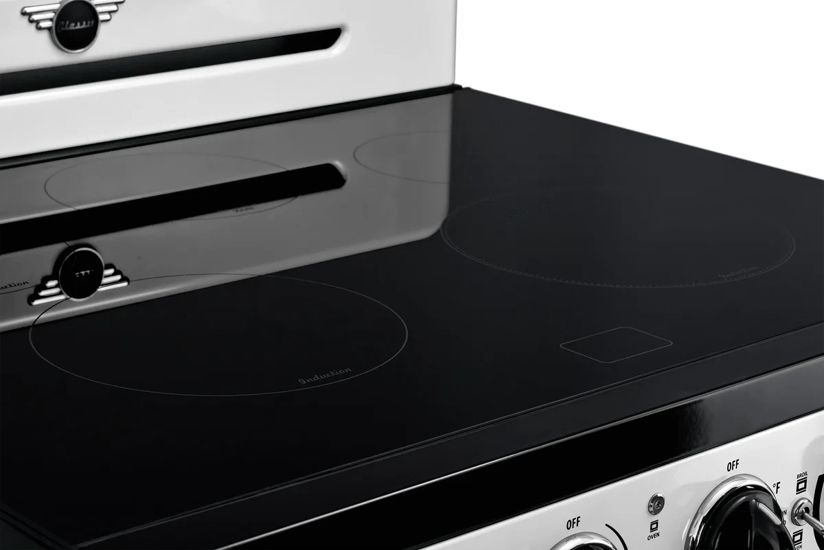 Summit Induction Range Unique UNQ-30CR IC W | 30" Classic Retro Induction Range Marshmallow White