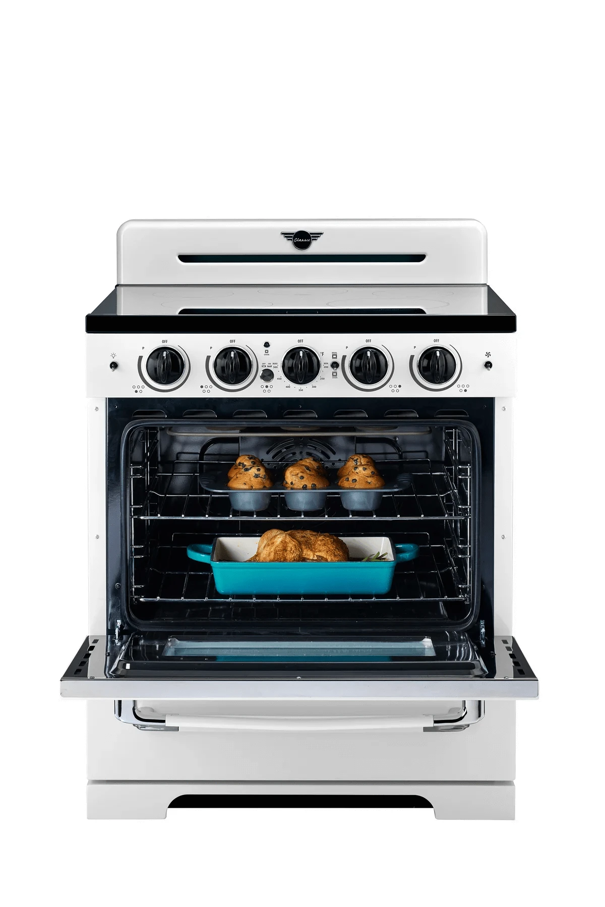 Summit Induction Range Unique UNQ-30CR IC W | 30" Classic Retro Induction Range Marshmallow White