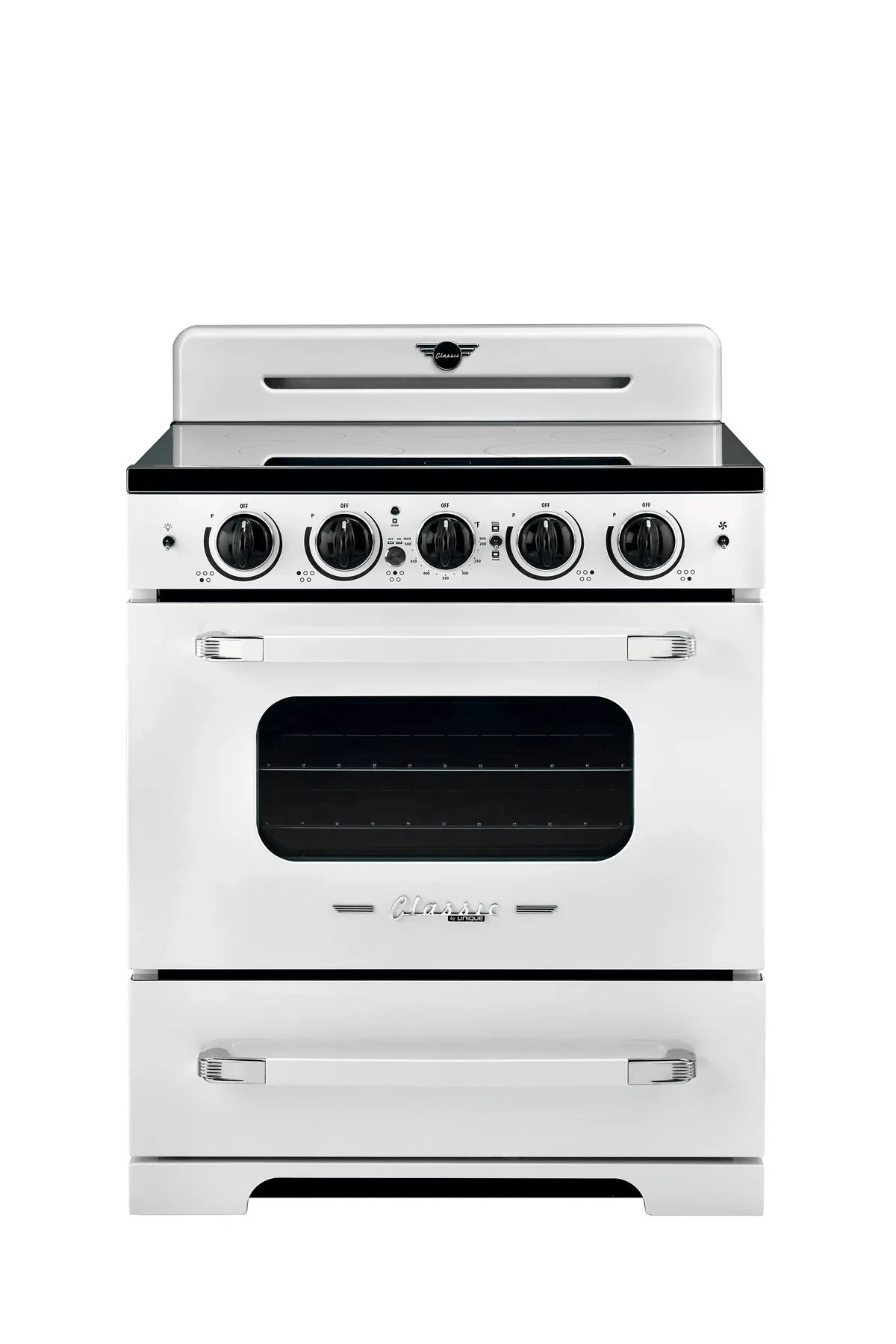 Summit Induction Range Unique UNQ-30CR IC W | 30" Classic Retro Induction Range Marshmallow White