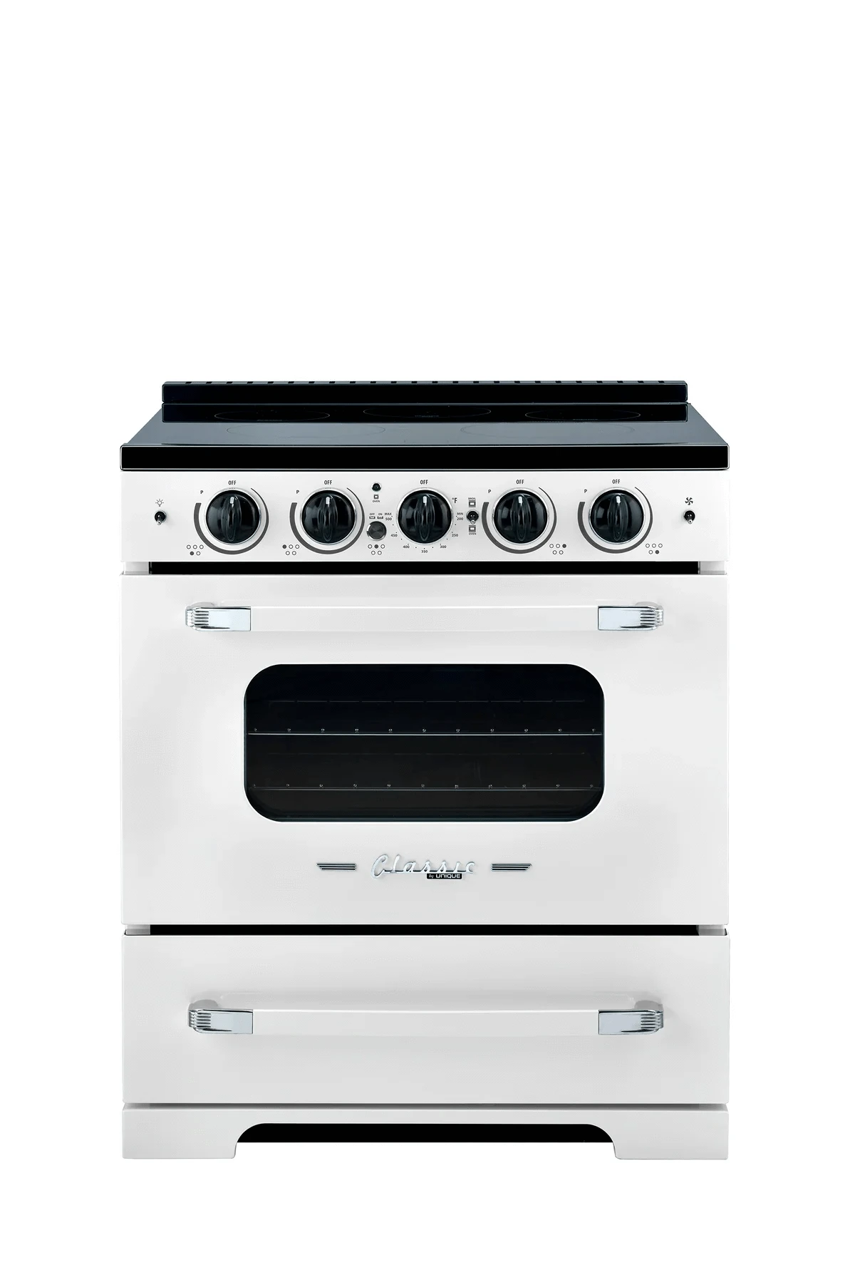 Summit Induction Range Unique UNQ-30CR IC W | 30" Classic Retro Induction Range Marshmallow White
