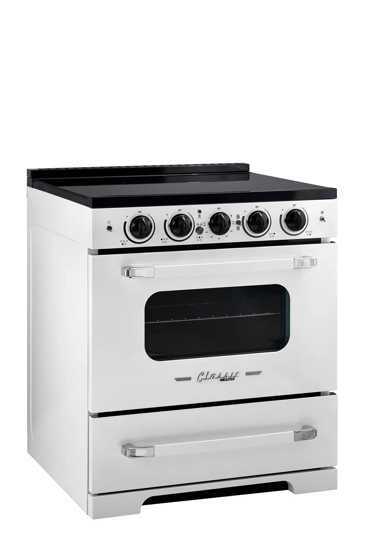 Summit Induction Range Unique UNQ-30CR IC W | 30" Classic Retro Induction Range Marshmallow White