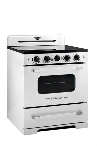 Summit Induction Range Unique UNQ-30CR IC W | 30" Classic Retro Induction Range Marshmallow White