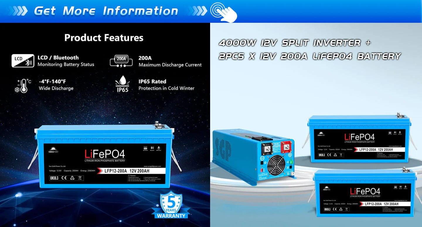 Sungold Power Solar Charge Controllers and Inverters 4000W DC 12V Split Phase Pure Sine Wave Inverter With Charger - Free Shipping!