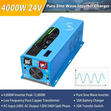 Sungold Power Solar Charge Controllers and Inverters 4000W DC 24V Split Phase Pure Sine Wave Inverter With Charger - Free Shipping!