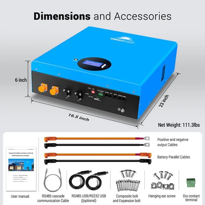 Sungold Power Solar Batteries 5.12 Kwh Powerwall LifePO4 Lithium Battery SG48100M - Free Shipping!