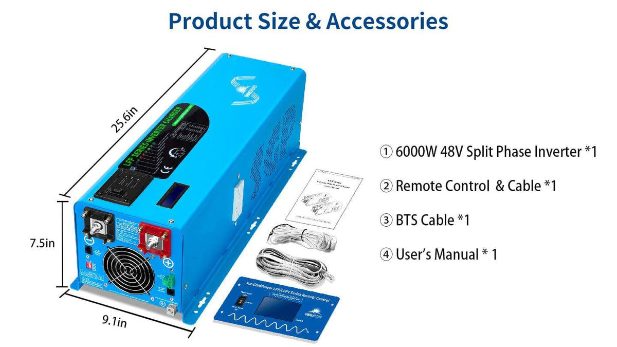 Sungold Power Solar Charge Controllers and Inverters 6000W DC 48V Split Phase Pure Sine Wave Inverter With Charger Ul1741 Standard - Free Shipping!