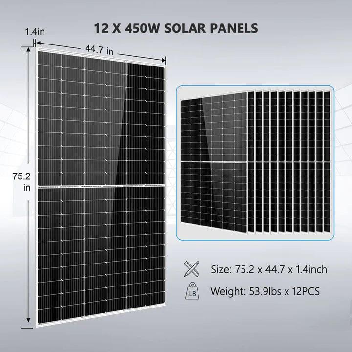 Sungold Power Complete Off Grid Solar Kit 12000W 48V 120V/240V Output 10.24kwh Lithium Battery 5400 Watt Solar Panel SGK-12MAX - Free Shipping!