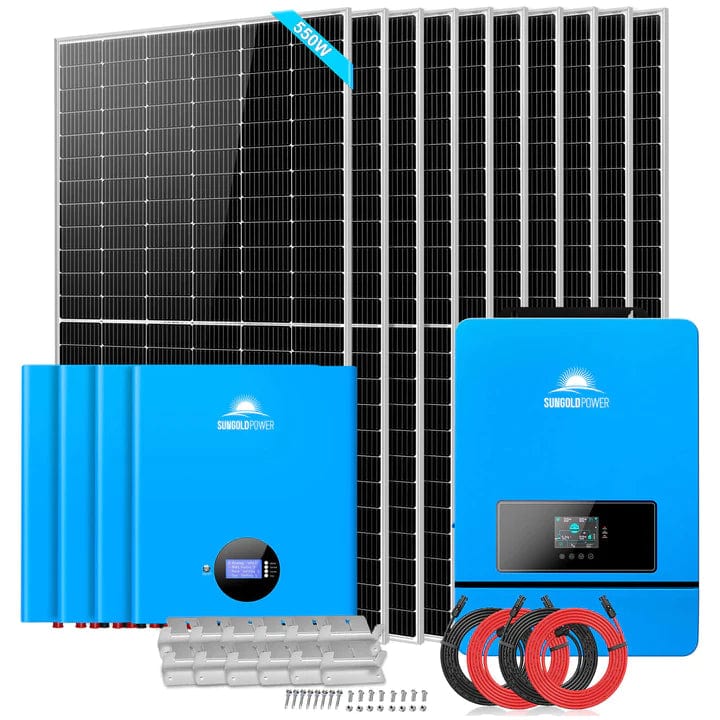 Sungold Power Off Grid Solar Kit 10 X 550 Watts Solar Panels 4 X 5.12kwh Powerwall Lithium Battery 10kw Solar Inverter 48vdc 120v/240v Sgm-10k20 - Free Shipping!