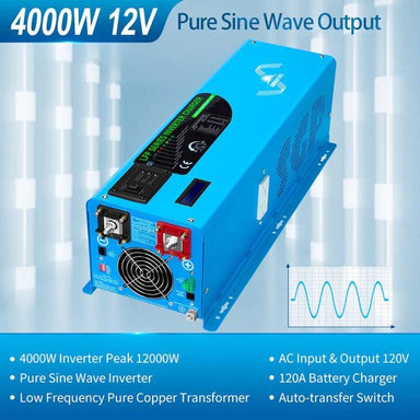 Sungold Power Off Grid Solar Kit 4000w Inverter 12vdc 120v/240v Lifepo4 Battery 1200 Watt Solar Back Up Sgk-Pr4s - Free Shipping!