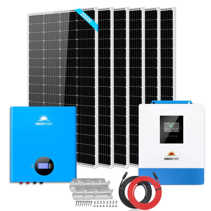 Sungold Power Off-Grid Solar Kit 5000W 48VDC 120V 5.1KWH Powerwall Battery 6 X 200 Watts Solar Panels SGM-5K5E - Free Shipping!