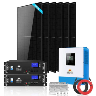 Sungold Power Off-Grid Solar Kit 5000w 48vdc 120v Lifepo4 10.24kwh Lithium Battery 6 X 415 Watts Solar Panels Sgr-5ke
