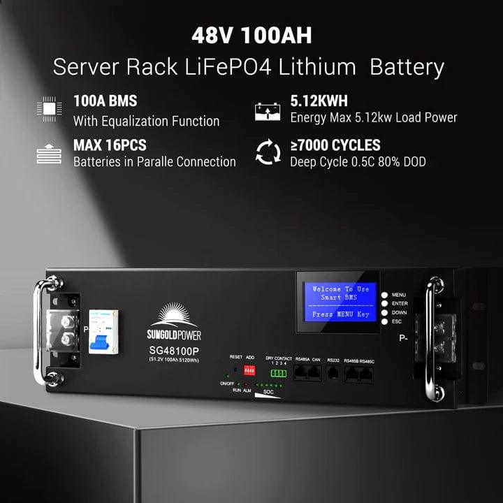 Sungold Power Off-Grid Solar Kit 5000w 48vdc 120v Lifepo4 10.24kwh Lithium Battery 6 X 415 Watts Solar Panels Sgr-5ke