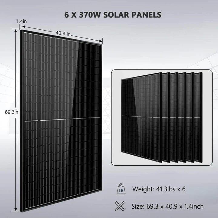 Sungold Power Off Grid Solar Kit 6000W 24VDC 120V/240V LiFePO4 10.24KWH Lithium Battery 6 X 370 Watt Solar Panels SGK-PRO62 - Free Shipping!