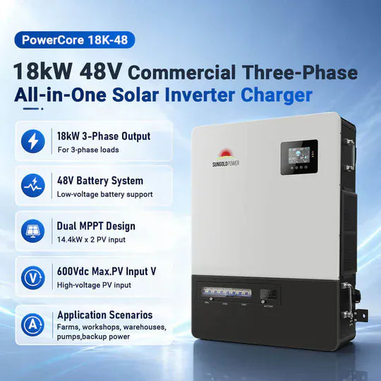 Sungold Power Solar Inverters SunGoldPower 18KW 48V Three-Phase Power All-in-One Solar Charge Inverter PowerCore 18K-48