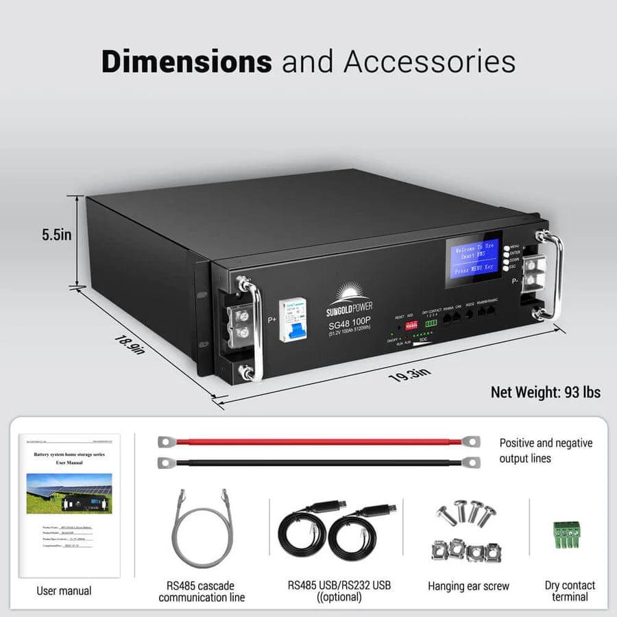 Sungold Power Solar Batteries SunGoldPower 2 X 48V 100AH Server Rack LifePO4 Lithium Battery SG48100P