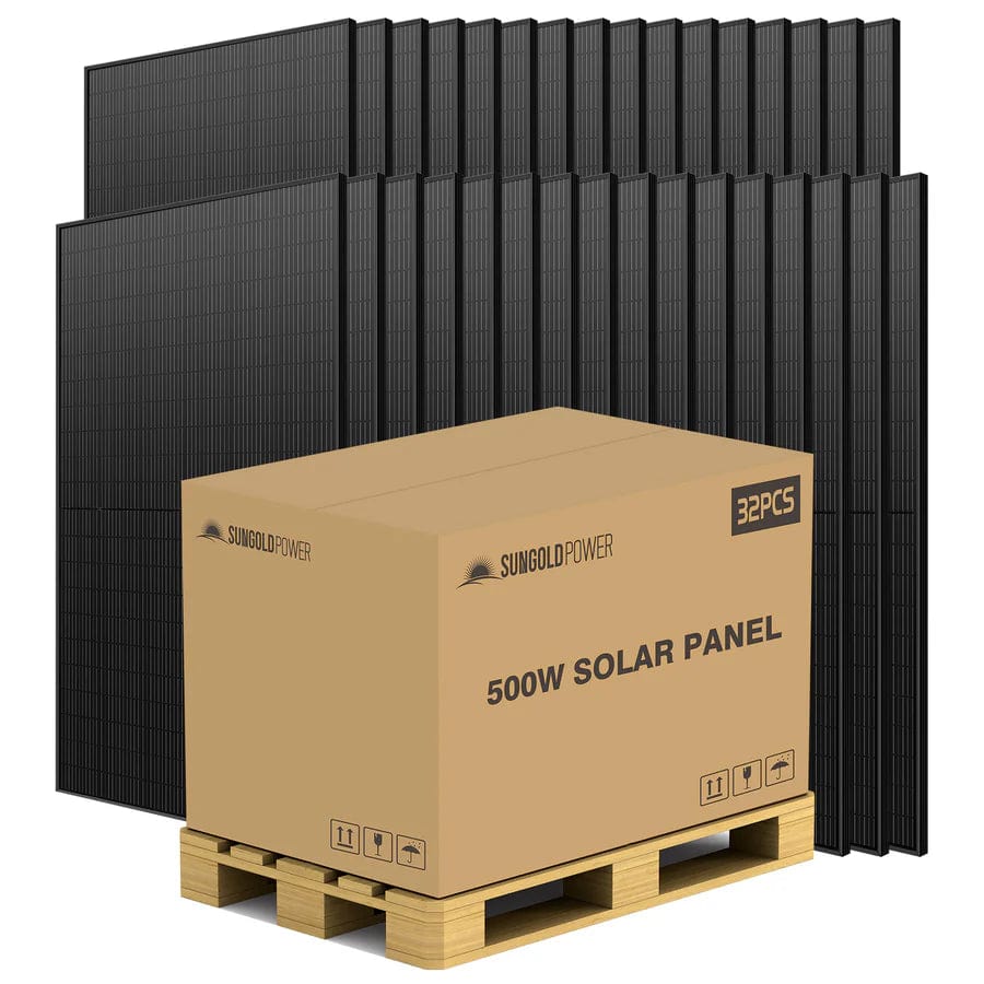 Sungold Power Solar Panels SunGoldPower 500W Mono Black PERC Solar Panel Full Pallet (32 Panels)