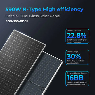 Sungold Power Solar Panels SunGoldPower 590 Watt Bifacial N-Type Monocrystalline Solar Panel