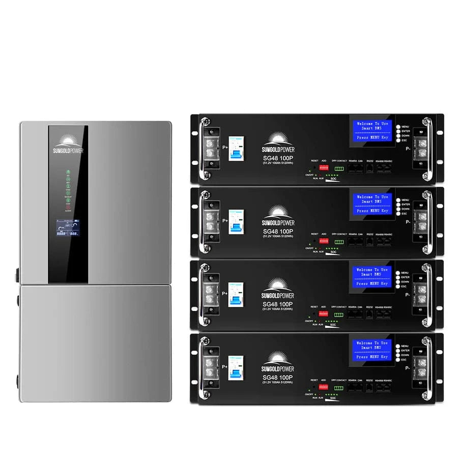 Sungold Power Solar Charge Controllers and Inverters SGN7.6K1HB-48 INV(10Y Warranty)+ 4*SG48100P BAT SunGoldPower 7.6KW Hybrid Inverter 48V Split Phase SGN7.6K1HB-48