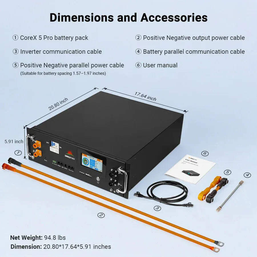 Sungold Power Solar Batteries SunGoldPower CoreX 5 Pro Server Rack 48V 100AH Residential Energy Storage Battery Pack