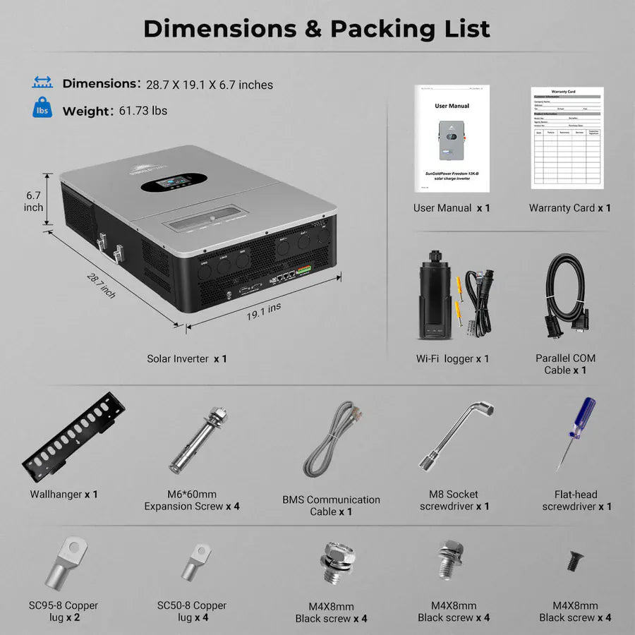 Sungold Power Solar Inverters SunGoldPower FR12K-B | 12KW All in One Off Grid Solar Inverter