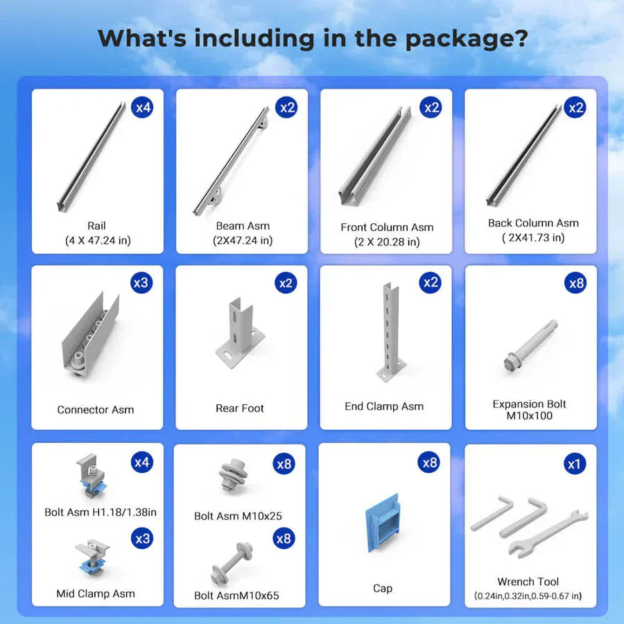 Sungold Power SungoldPower Modular & Expandable Ground Mount Brackets for 2× 400W–590W Solar Panels