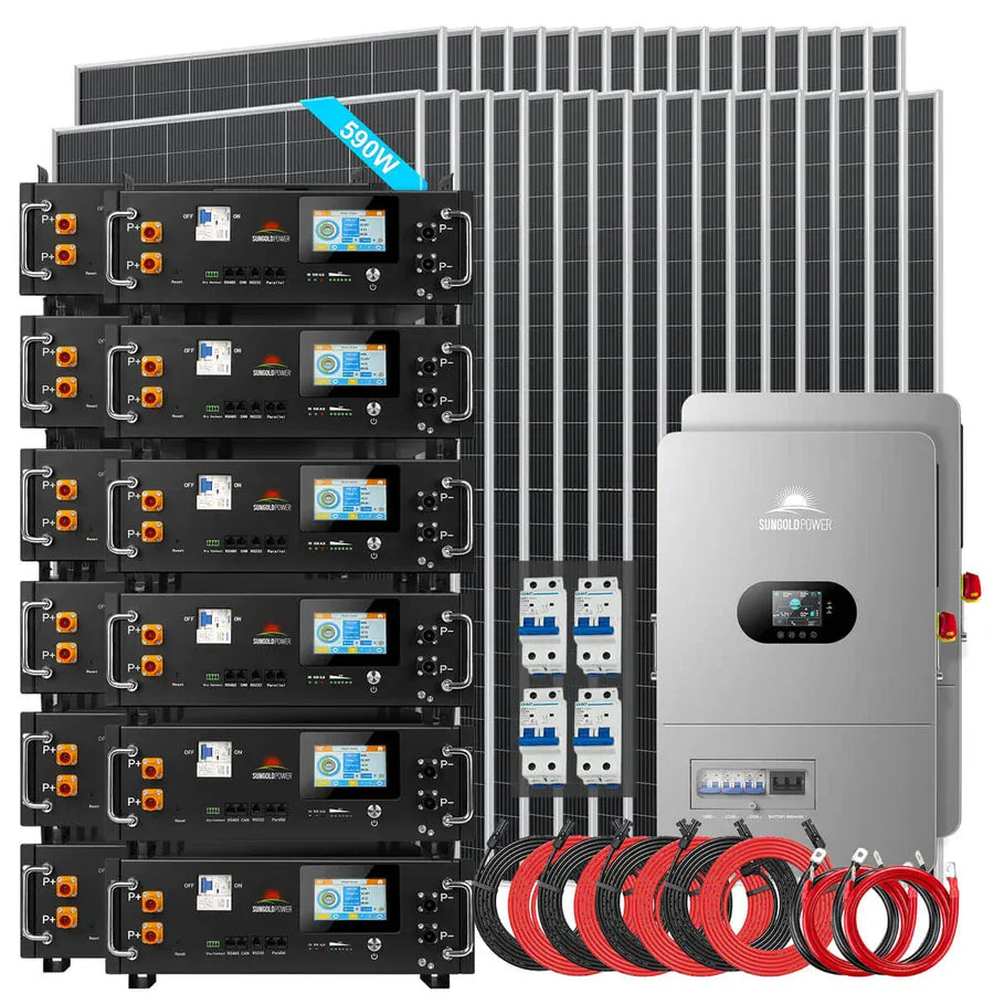 Sungold Power SunGoldPower Off-Grid Solar Kit FR-24K60CP | 24KW 48VDC 120/240VAC 61.44KWH-64.28KWH Lithium Battery