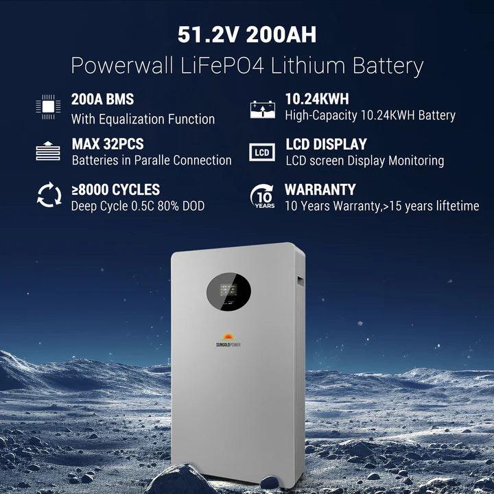 Sungold Power Solar Batteries SunGoldPower Powerwall X LITHIUM BATTERY 51.2V 200AH SG48200T
