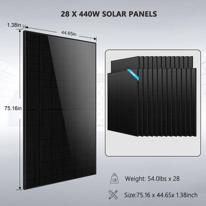 Sungold Power SunGoldPower SGH-11N3E | 11.4KW Hybrid Solar Kit | 48VDC | 30.72KWH Lithium Battery