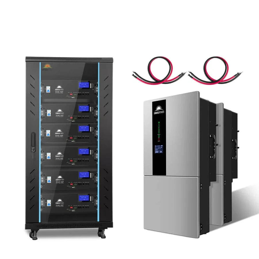 Sungold Power SGH-7.6DN6E-s (2 7.6kw Inverters + 6 100AH Batteries) SunGoldPower SGH-7.6DN6E | 7.6KW Hybrid Solar Kit | 48VDC | 30.72KWH Lithium Battery