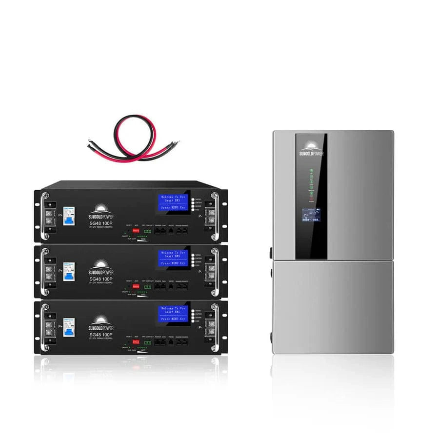 Sungold Power SGH-7.6N3E-s (7.6kw Inverter + 3 100AH Batteries) SunGoldPower SGH-7.6N3E | 7.6KW Hybrid Solar Kit | 48VDC | 30.72KWH Lithium Battery