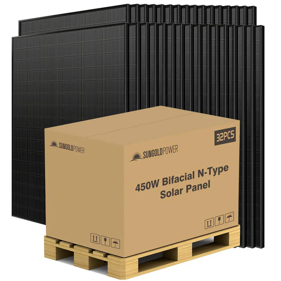Sungold Power Solar Panels SunGoldPower SGN-450-BDG5| 450 Watt Bifacial N-Type Monocrystalline Solar Panel (32 PANELS) UL61730
