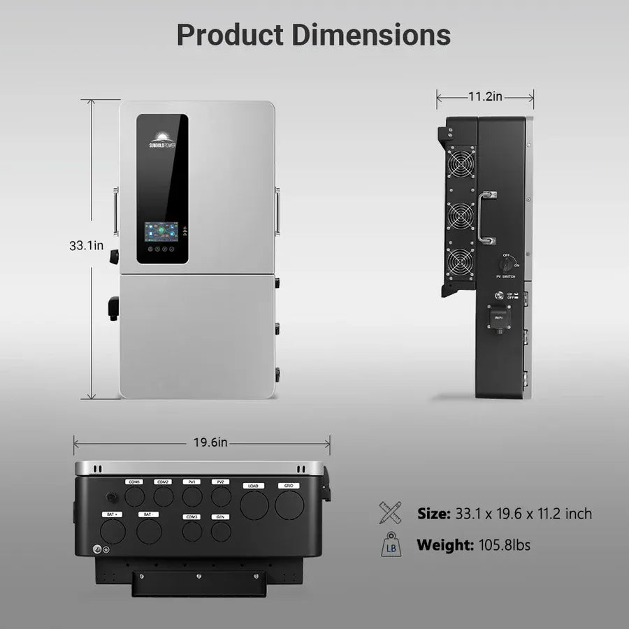 Sungold Power Solar Charge Controllers and Inverters SunGoldPower SGS-12K18MAX | 12KW 48V All-in-one Hybrid Solar inverter