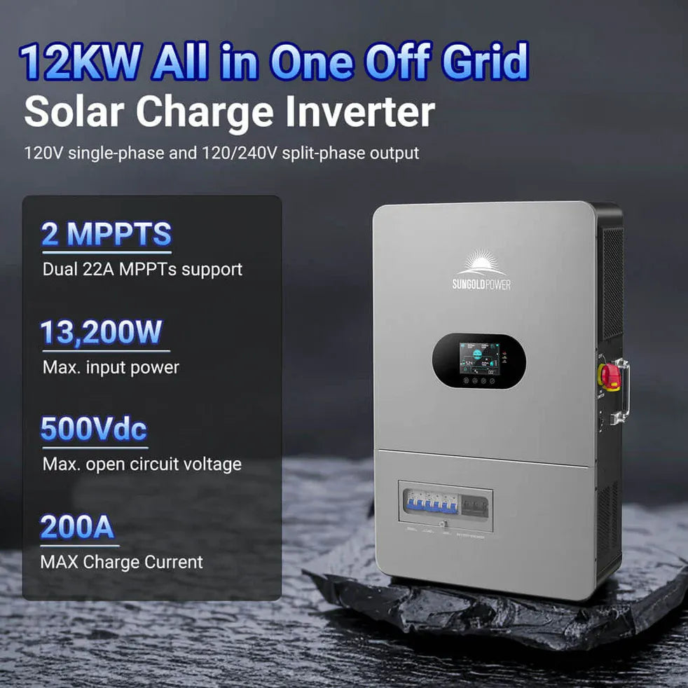 Sungold Power SunGoldPower Solar Kit FR-12K30CP | 12000W 48VDC 120/240VAC 30.72KWH Lithium Battery