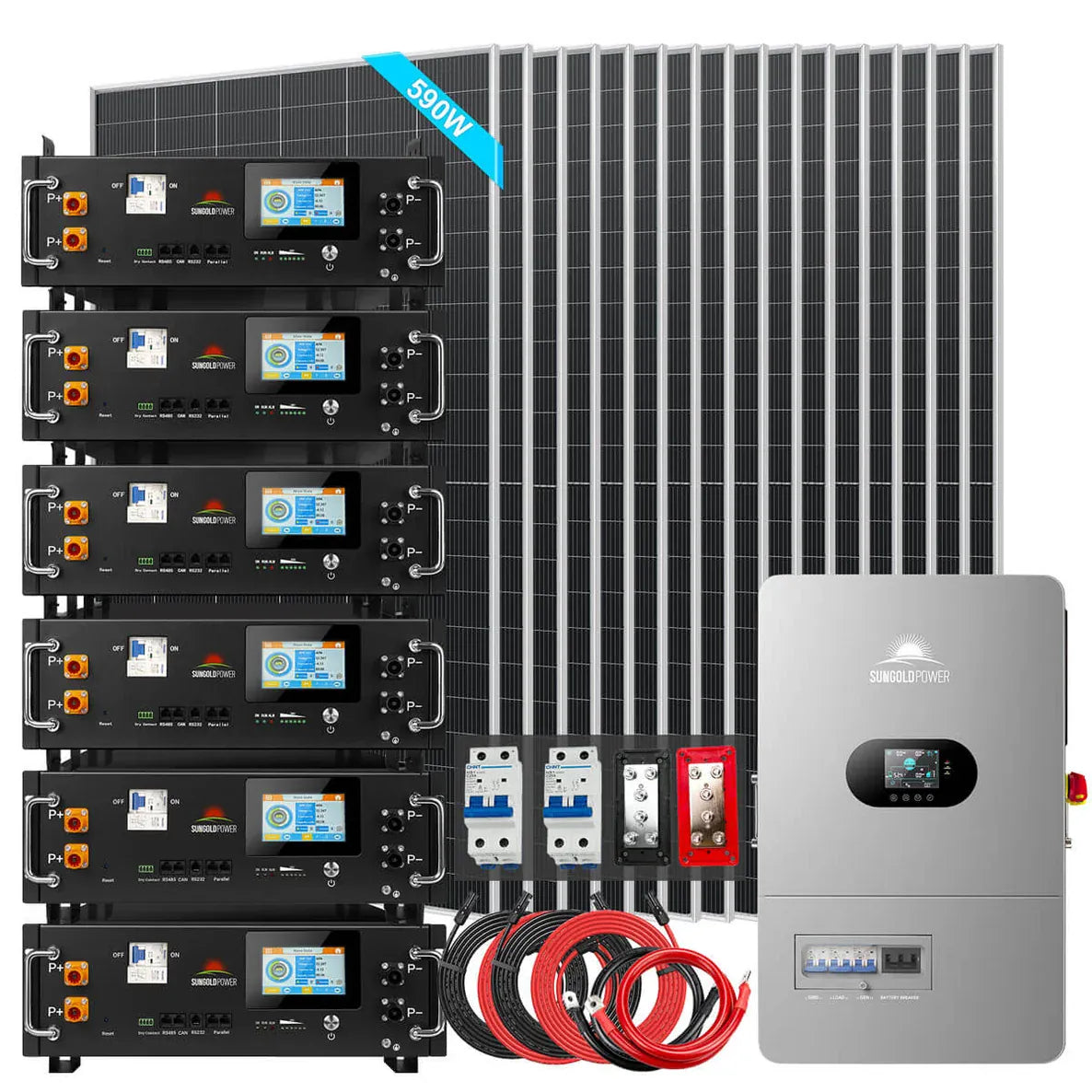 Sungold Power SunGoldPower Solar Kit FR-12K30CP | 12000W 48VDC 120/240VAC 30.72KWH Lithium Battery